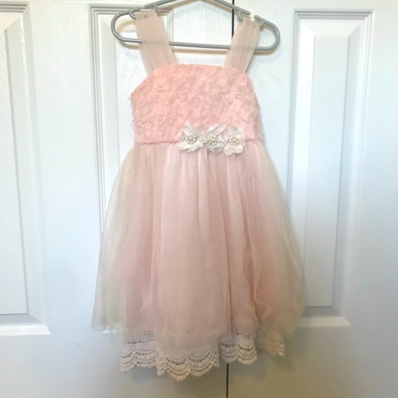 Other - ⭐️SALE Pink Tulle Little Girls Formal Dress with Flower Detail